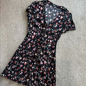 🍄 Madewell Floral Black Dress, 0